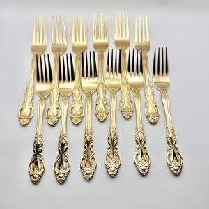 Reed & Barton Gold Electroplate Baroque Rose Dinner Fork Set of 12 Replacement